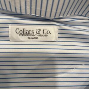 Collars & Co Polo Polo 2XL White W Blue Stripe Polo